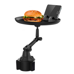 Support de tasse pliable manuel noir personnalisé Huyo, rotatif à 360°, réglable, multifonctionnel, avec plateau de rangement et extension pour porte-gobelet - Product Image 1