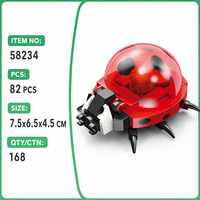 Modèle d'insecte coccinelle rouge lumineux personnalisé, mini kit de construction DIY avec coque translucide pour jeu créatif