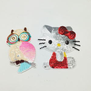 Готовые к отправке маленькие MQ кошки сова дизайн на заказ железные вышивки блестки нашивки железо на вышитые патчи животных - Product Image 2