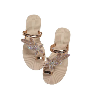 Factory Flat Sandals Glitter Slippers <b>Women</b> Summer Sandals Butterfly Flops <b>Beach</b> Diamond Flat <b>Shoes</b> Outdoor Sandals - Product Image 4