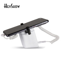 Stand Display Anti Maling untuk Ponsel HeyShow, Warna Putih, dengan Kabel Tipe C untuk Apple dan Android, Penahan Alarm Keamanan Ponsel