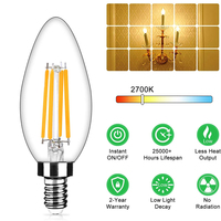 Ampoule à filament led 2W 4W C35 C35T 3000K 4000K 5000K 6500K E12/E14, scintillante