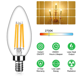 Ampoule à filament led 2W 4W C35 C35T 3000K 4000K 5000K 6500K E12/E14, scintillante - Product Image 3