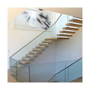 PRIMA Hot <span class=keywords><strong>Indeed</strong></span> Design Rampe d'escalier en bois massif pour l'intérieur Marchepied en bois naturel avec garde-corps en verre - Product Image 5