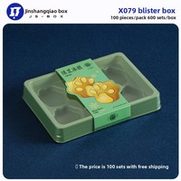 X079 Gâteau aux haricots verts et pâtisserie Qingtuan en forme de patte de chat de dessin animé, qualité alimentaire, boîte blister de 6 pièces sur fond vert