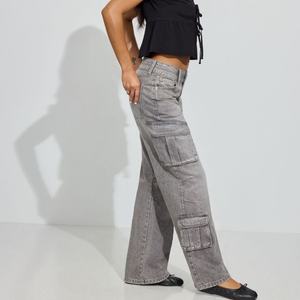 Jeans Cargo Rectos de Alta Calidad para Mujer, Cintura Alta, Estilo Vintage, Transpirables, Pantalones Vaqueros de Mezclilla para Streetwear - Product Image 2
