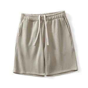 Short de sport d'été décontracté pour hommes et femmes Style de rue américain solide Cinq pantalons Cordon de serrage 340g Teint uni lourd - Product Image 1
