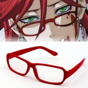 Gafas de Anime Black Butler, Grell Sutcliff, gafas rojas en caja, accesorios de moda para hombre y mujer, regalos de Cosplay para Halloween - Product Image 1