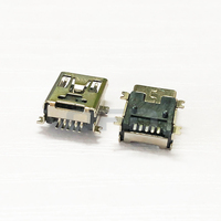 Conector Mini-B USB 5P SMD, Conector Mini USB Tipo-B 5P Hembra, Montaje Superficial SMT, Mini USB Tipo B