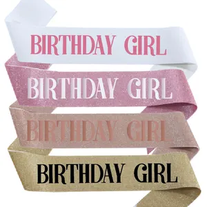 Faixa de aniversário para meninas, decoração de festa de aniversário para meninas, suporte personalizado