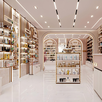 Nouvelle vitrine cosmétique pliable moderne et écologique en bois avec éclairage LED pour les magasins de maquillage en détail
