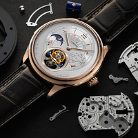 LOBINNI Fliegendes Tourbillon Uhrwerk Armbanduhr im Neuen Stil für Herren – Business-Modell, Wasserfest, Skelett-Design