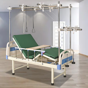 Lit de soins à domicile multifonctionnel avec manivelle manuelle, tête et pied de lit en acier inoxydable, traction orthopédique hospitalière, garantie de 2 ans - Product Image 3