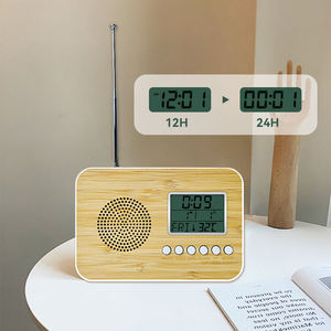 Emaf trang trí nội thất khuyến mại Nhiệt độ đầu giường xách tay FM báo động tre lịch kỹ thuật số <span class=keywords><strong>LCD</strong></span> hiển thị bảng đồng hồ với đài phát thanh - Product Image 5