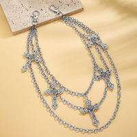 Chaîne de taille punk en métal pour jeans, pendentif croix, chaînes latérales pour hommes et femmes, accessoires cadeaux