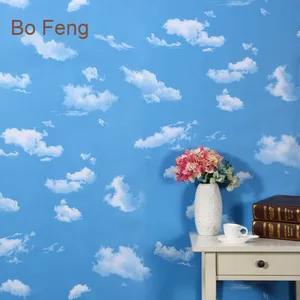 Design moderno PVC carta da parati autoadesiva cielo blu nuvole bianche geometrico soffitto adesivo da parete <span class=keywords><strong>per</strong></span> la scuola materna camera dei bambini - Product Image 5