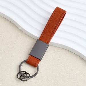 Customized Logo Brand Business Vintage Suede <b>Leather</b> Key Ring PU <b>Leather</b> <b>Keychain</b> for Men with Metal Carabiner - Product Image 2