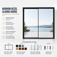 Portes à charnières en aluminium avec grandes surfaces vitrées, dimensions personnalisées pour les complexes hôteliers de plage, les villas de luxe et les projets de propriétés côtières