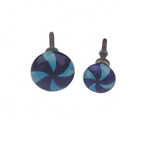 Tiradores de perilla de armario de cerámica con patrón de espiral de Venta caliente para cajones, tocador pintado a mano disponible en otros colores y patrones - Product Image 1