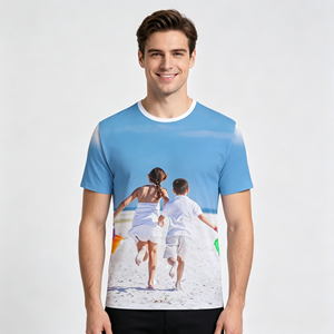Camiseta con Estampado de <span class=keywords><strong>Fotos</strong></span> Personalizado para Hombre, 180g, Poliéster, Sublimación, Impresión Digital 3D, Recuerdo de Vacaciones Familiares, Regalo - Product Image 4