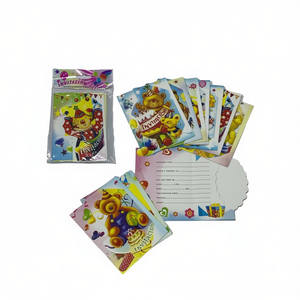Biglietto d'invito per compleanno MNJ, 24 pezzi, inviti per feste con design orsetto colorato - Product Image 2