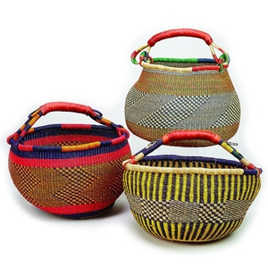 Panier Bolga en jonc de mer coloré et écologique, rond, tressé, pour le marché et le rangement, durable, fournisseur direct du Vietnam - Product Image 5