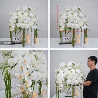 Bunga Pernikahan Elegan Bola Bunga Mawar Putih Phalaenopsis Ranunculus Campuran Minimalis Putih 60cm 5D Bunga Artifisial Centerpiece