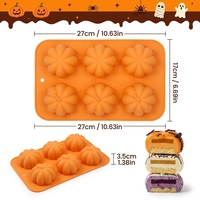 SILIKOLOVE Fabrik 6-fach Halloween-Kürbis-Kuchenform LFGB Platin Antihaftbeschichtet BPA-frei Silikon-Mousse-Kuchenformen