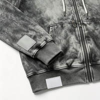 Ensemble de survêtement gris vintage délavé à l'acide en molleton épais avec fermeture éclair, style streetwear, pour la vente en gros (ODM)