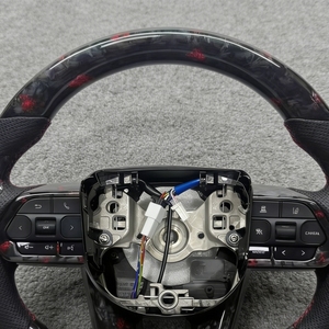 Volante Deportivo de Fibra de Carbono Forjado Rojo con Levas de Cambio, Compatible con <span class=keywords><strong>Toyota</strong></span> <span class=keywords><strong>Corolla</strong></span>, Fortuner, Land Cruiser LC70, Hilux, Camry - Product Image 6