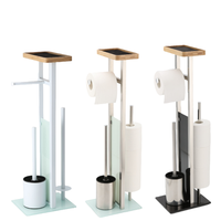 Porte-papier hygiénique moderne autoportant en métal et en verre Ensemble de brosses Forme carrée Plancher pour Bureau Hôtel