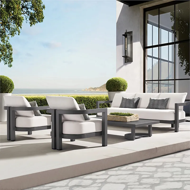 0utdoor muebles línea de jardín Muebles de patio sofá de aluminio conjunto de Jardín junto a la piscina