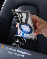 Coque de protection intégrale en métal creux avec anneau magnétique intégré et béquille pour Samsung Z Fold 5 6 7 8