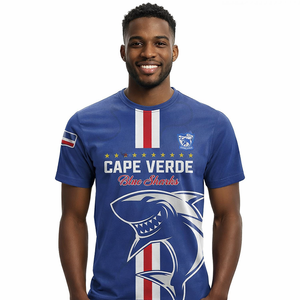 T-shirt de football essentiel pour les supporters de l'équipe nationale de Cap-Vert 2026, T-shirt à manches courtes avec motif de requin pour hommes - Product Image 2