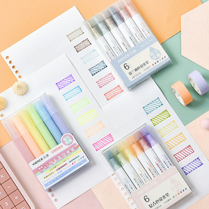 Produttore Logo personalizzato 6 pz/scatola penna evidenziatore pennarelli <span class=keywords><strong>pastello</strong></span> penne fluorescenti acquerello evidenziatore <span class=keywords><strong>Set</strong></span> <span class=keywords><strong>di</strong></span> penne - Product Image 3