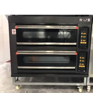 Horno de pan Industrial multifunción, 2 cubiertas, 4 bandejas, alta capacidad, de acero inoxidable, para hornear