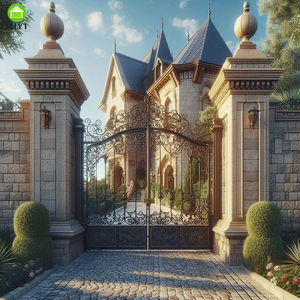 Puerta Foshan, puerta de empresa, diseño superior, Puerta de Hierro dorado wroug de lujo, Villa, castillo señorial, entrada exterior, puertas eléctricas de moda - Product Image 6