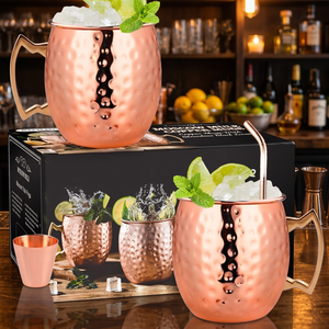 Copper Plated Stainless Steel Eco-Friendly Portable Moscow Mule Mug Metal Straw 550ml Insulated Cocktail <b>Beer</b> Coffee Iced Drinks - Product Image 1