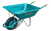Carretilla de Construcción THECA España Verde 115L con Rueda Neumática Desmontable, Modelo Pequeño de Metal Resistente a Pinchazos