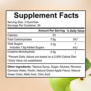 Gomitas con Sabor a Manzana Verde Agridulce Más Vendidas, Gomitas de Creatina Monohidrato para Desarrollar Músculo Magro, Mejoran la Recuperación, Suplemento para Entrenamiento - Product Image 2