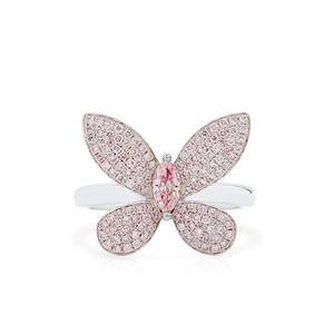 Anillo de Diamantes de Corte Marquesa de 0.67ct en Oro Blanco y Rosa de 18K con Diseño de Mariposa Personalizado, Color Rosa Claro - Product Image 1
