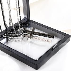 Moda letras inglesas <span class=keywords><strong>oro</strong></span> Acero inoxidable cadenas de moda Christian Hook número Vintage Cruz Collar para hombres mujeres - Product Image 3