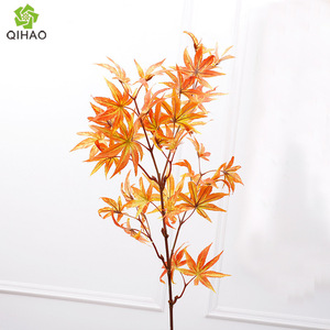 Qihao Artificial Maple Leaves Bright <b>Red</b> <b>Silk</b> Flower High Simulation Home Decor - Product Image 4