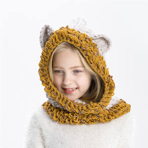 Invierno nuevo sombrero para niños lana animal oso oreja <span class=keywords><strong>ganchillo</strong></span> sombrero <span class=keywords><strong>cuello</strong></span> calentador - Product Image 1
