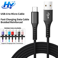 Câble de charge rapide USB 2.0 vers Micro 3A en nylon tressé avec connecteurs en alliage d'aluminium et logo personnalisé, vente en gros