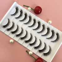 Bulu mata buatan tangan Strip sutra 3D alami 10 pasang Set bulu mata cerpelai palsu grosir bulu mata palsu Vegan bebas Tautan tebal Natural