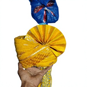 Turban de marié Safa jaune doré royal pré-noué, coiffe de mariage traditionnelle indienne Barati, vente en gros OEM - Product Image 2