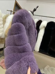 Cappotto in pelle invernale da donna Casual in vera <span class=keywords><strong>pelliccia</strong></span> di volpe, vendita diretta in fabbrica, stile elegante - Product Image 4