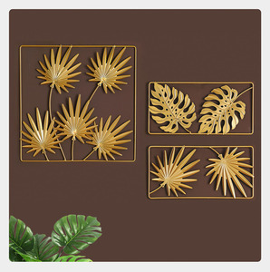 Vente <span class=keywords><strong>en</strong></span> gros de décoration <span class=keywords><strong>murale</strong></span> <span class=keywords><strong>en</strong></span> métal avec feuille de palmier <span class=keywords><strong>en</strong></span> <span class=keywords><strong>fer</strong></span> doré <span class=keywords><strong>moderne</strong></span> décoration <span class=keywords><strong>murale</strong></span> artisanale pour la maison et le salon - Product Image 5