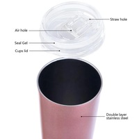 BORGE Vente chaude 20 oz gobelets maigres double paroi isolé gobelets à eau droite gobelet à vin avec couvercles et pailles